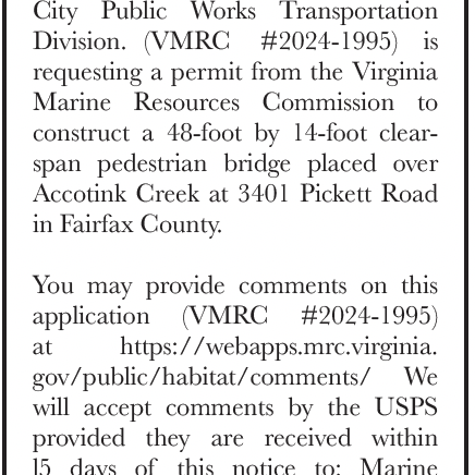 Request for Permit from Fairfax City Public Works Transportation Division